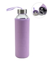 Deri Kılıflı 500Ml Cam Matara (Mor)