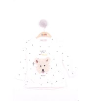Toontoy Kız Bebek Köpek Nakışlı T-Shirt (Ekru)