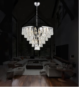 Miray 50'Lik Salon Oturma Odası Taşlı Avize   Kristal Cam Taşlı Lüks  Avize (Krom)