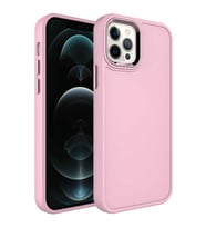 Uyumlu Model Apple iPhone 12 Pro Max Kılıf Kamera Çerçeveli Arka Kısmı Temizlenebilir Kapak (Açık Pembe)