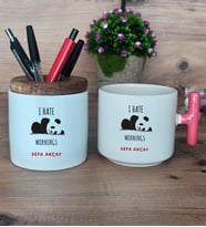 Sevimli Panda Hediye Sepeti Kupa Bardak T Kulplu, Kalemlik Hediyeleri Arkadaşa Hediye (Model 4)