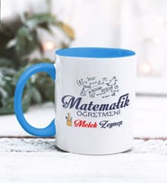 Matematik Öğretmeni Tasarımlı Kişiye Özel Kupa Bardak (Mavi)