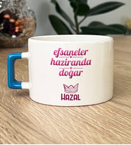 Kişiye Özel İkizler Yengeç Burcu Hediye Lüks Fincan Doğum Günü Hediyesi (Mavi)