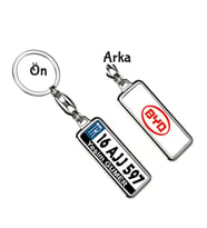 Kişiye Özel BYD Kırmızı Logo Tema Plaka Anahtarlık (Gümüş)
