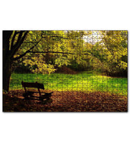 Cakapuzzle Ağaçlar ve Koyu Gölgedeki Ahşap Bank  Puzzle Yapboz MDF (Ahşap) (500 Parça)
