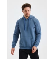 Monox Erkek Kapşonlu 3 İplik Sweatshirt (İndigo)
