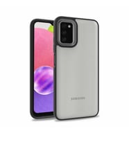 Galaxy A03S Kılıf Zore Flora Buton,Kenar Çevresi Renkli Kılıf (Siyah)