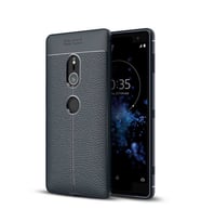 Sony Xperia XZ2 Kılıf Deri Tarzı Niss Silikon Case (Lacivert)