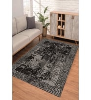Dijital Kaymaz Taban Yıkanabilir Renkli Salon Halısı Mutfak Halısı Yolluk ND-SD-1101 (Siyah)