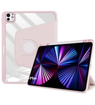 MobaxAksesuar Apple iPad Pro 12.9 6. 5. Nesil Kılıf Termik Kalem Bölmeli Dönebil (Pembe)
