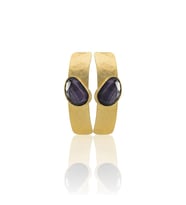 Kadir Jewellery 22 Ayar Altın Kaplama Vintage Küpe -El İşçiliği Ve Hipoalerjenik Küpe (Mor)