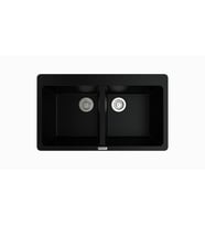 POLEX Cristalüx Granit Evİye P-N9 2 Hazneli Tezgah Altı Ve Tezgah Üstü Mutfak Evyesi 86x50,5cm (Siyah)