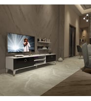 Decoraktiv Eko 4 Mdf Dvd Gold Tv Ünitesi Tv Sehpası - Parlak Beyaz (Siyah - Beyaz)