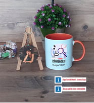 Kimyager Kupa Bardak Beyaz ve Fotoğraflı Ahşap Anahtarlık Hediye (Model 13)