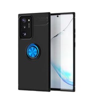 Samsung Galaxy Note 20 Ultra Kılıf Yüzüklü Magnetli Ravel Case (Siyah-Mavi)
