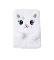 Peluş Çizgili Kedi Tasarımlı Defter (Beyaz)