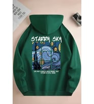 Starry Sky Baskılı Unisex Oversize Sweatshirt (Yeşil)