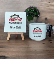 Otomotiv Mühendisi Hediye Seti Kupa Bardak T Kulplu ve Dekoratif Taş Mühendisler Günü Hediyesi (Model 6)