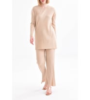 Nare Siyah Tunik Pantolon I·kili Takım (Bej)