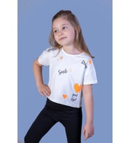 Toontoy Kız Çocuk Crop Model Neon Baskılı Tişört (Ekru)