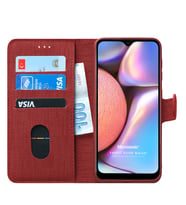 Microsonic Samsung Galaxy A10s Kılıf Fabric Book Wallet (Kırmızı)