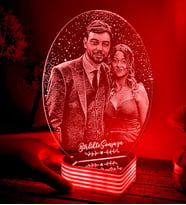 Kişiye Özel Fotoğraflı 3D Led Oval Gece Lambası (Kırmızı)