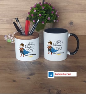 Kadın Öğretmene Hediye Kalemlik, Kupa Bardak T Kişiye Özel Hediye (Model 12)