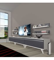 Decoraktiv Eko 270R Mdf Retro Tv Ünitesi Tv Sehpası (Beyaz - Antrasit)