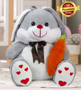 PANDAMKEE 80 Cm Elinde Havuç Tutan Tavşan (Gri)