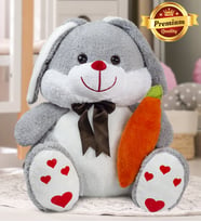 PANDAMKEE 80 Cm Elinde Havuç Tutan Tavşan (Gri)