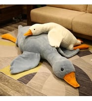 Sevimli Peluş Uyku Arkadaşım Kaz 75 cm- Uçan Kaz Morton Uyku Yastığı (Gri)