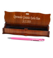 Kişiye Özel Ahşap Kutulu Kalem (Pembe)