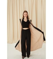 LADY IN - Siyah/Hardal/Haki/Nude Renk Lastikli Yüksek Bel Salaş Pantalon (Siyah)