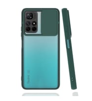 Xiaomi Redmi Note 11T 5G Kılıf Lensi Sürgülü Kamera Koruyucu Kılıf (Koyu Yeşil)