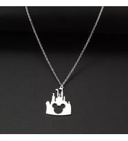 Kişiye Özel 925 Ayar Gümüş Mickey Mouse Detaylı Şato Kolye (Gümüş)
