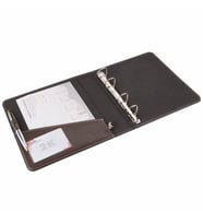2K A5 KÜÇÜK BOY SUNİ DERİ EVRAK SUNUM KLASÖRÜ 4 CM 4 HALKALI 20X23 CM. (KAHVE)