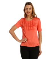Payet Detaylı Merserize Süper Lüks Örme Kumaş T-shirt (Turuncu)