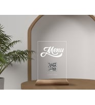 BK Gift Restoran & Cafe & Barlara Özel Ahşap Standlı Pleksi QR Kod Menü, Cafe&Bar için QR kodlu Tabela, QR kodlu Masa Dekoru - 10 ADET (Model 5)
