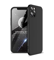 Apple iPhone 12 Pro Kılıf 3 Parça Slim Sert Silikon Kapak AYS (Siyah)