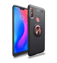 Xiaomi Redmi Note 6 Pro Kılıf Yüzüklü Magnetli Ravel Case (Siyah-Rose Gold)