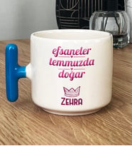 Kişiye Özel Yengeç Aslan Burcu Hediye T Kupa Bardak Doğum Günü Hediyesi (Mavi)