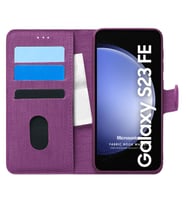 Microsonic Samsung Galaxy S23 FE Kılıf Fabric Book Wallet Siyah (Mor)