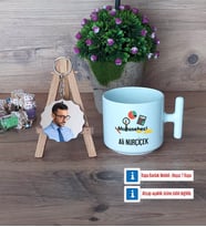 Muhasebeci Kupa Bardak Beyaz ve Fotoğraflı Ahşap Anahtarlık Hediye (Model 12)