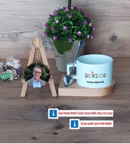 Doktora Hediye Kupa Bardak Beyaz ve Fotoğraflı Ahşap Anahtarlık Hediye Tıp Bayramı Hediyesi (Model 8)