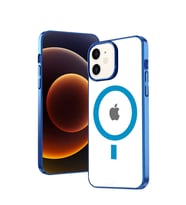 Ally iPhone 12 - 12 Pro 6.1inç Magsafe Uyumlu Renkli Kenar Silikon Kılıf (Mavi)