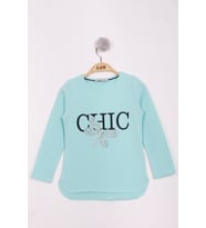 Toontoy Kız Çocuk Yusufçuk Baskılı İnci Detaylı T-Shirt (Mint Yeşili)