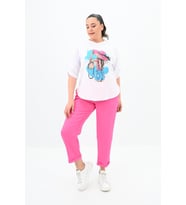 Kadın Büyük Beden Oversize T-shirt Takım 8104-24 (Pembe)