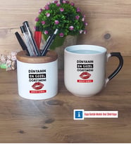 Kadın Öğretmene Hediye Kalemlik, Kupa Bardak T Kişiye Özel Hediye (Model 2)