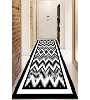 Dijital Baskılı Kaymaz Taban Yıkanabilir Modern Yolluk Ve Koridor Halısı NDU-HS-408 (Beyaz)