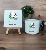 Umurumda Değil Hediye Seti Kupa Bardak T Kulplu ve Dekoratif Taş Arkadaşa Hediye (Model 6)